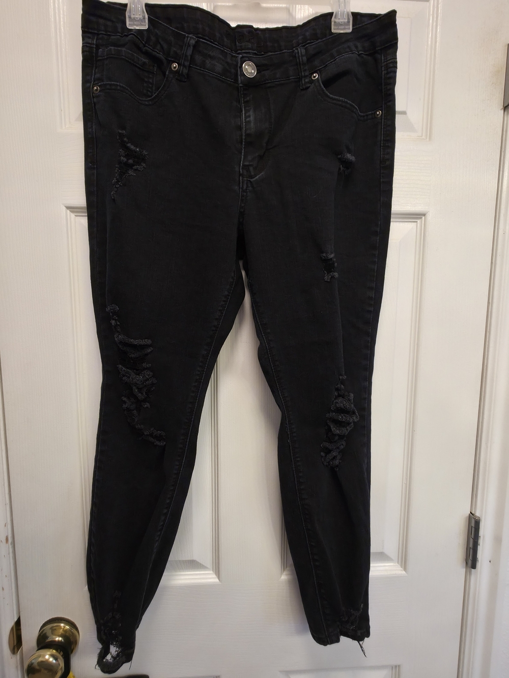 Womens Black Distressed Pants